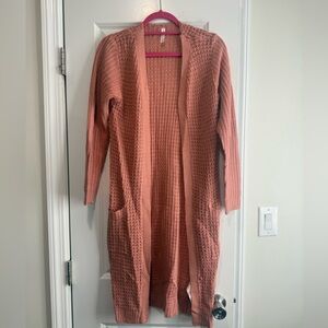 Women's Pink Open-Front Sweater